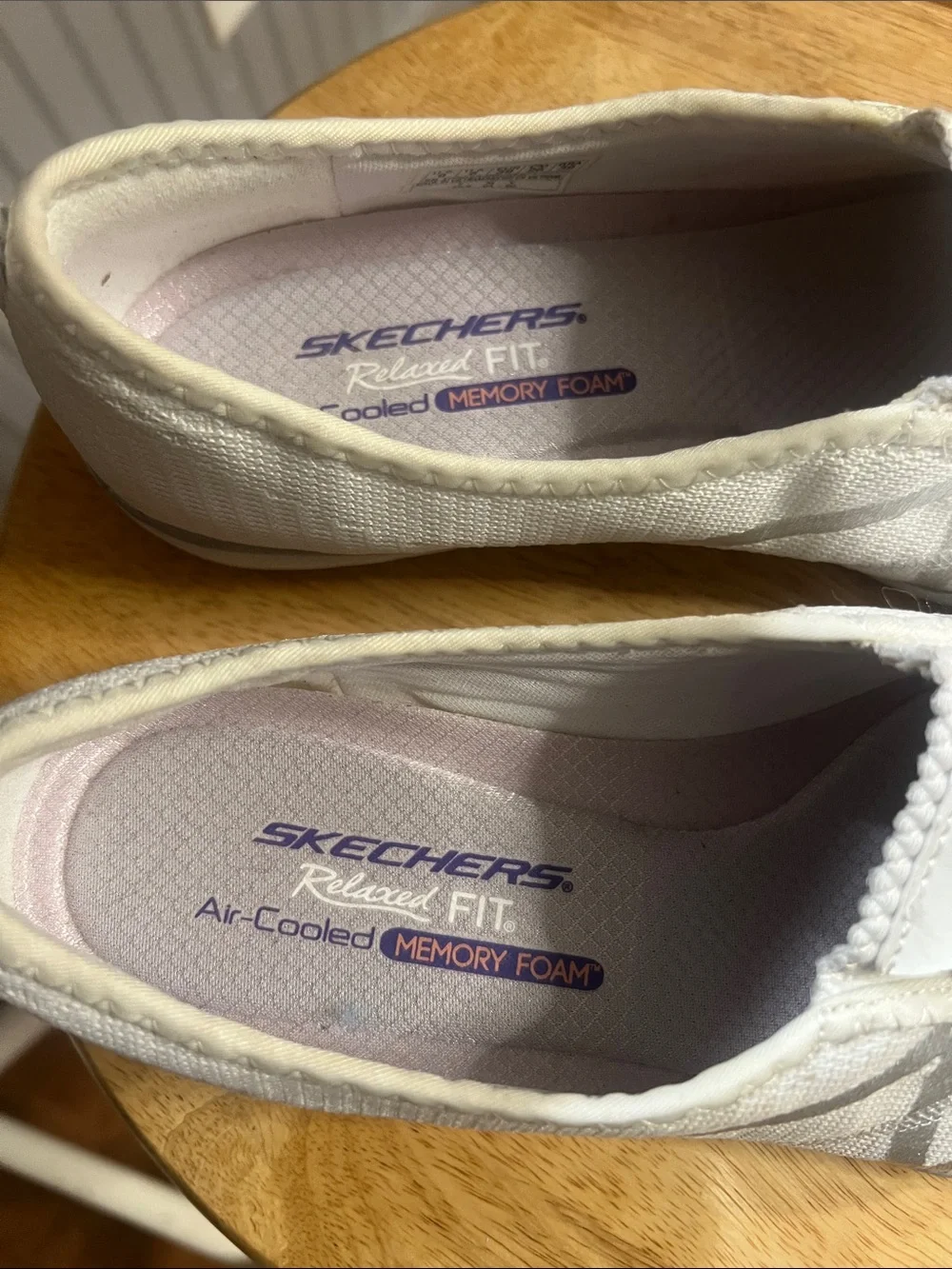 Skechers Women's White Slip-On Knit Sneakers with Memory Foam